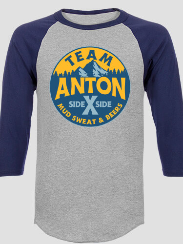 Sports Grey/Navy Team Side By Side Personalized raglan-3-4-sleeve-tshirt 