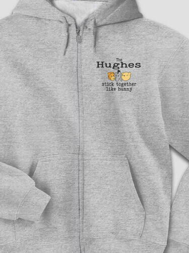 Stick Together Sports Grey Embroidered Zippered Hooded Sweatshirt