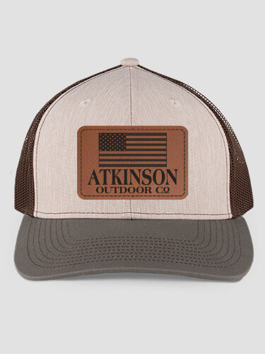 American Outdoor Company Stone/Brown/Olive Structured Trucker Hat with Patch