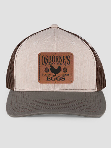 Farm Fresh Eggs Stone/Brown/Olive Structured Trucker Hat with Patch