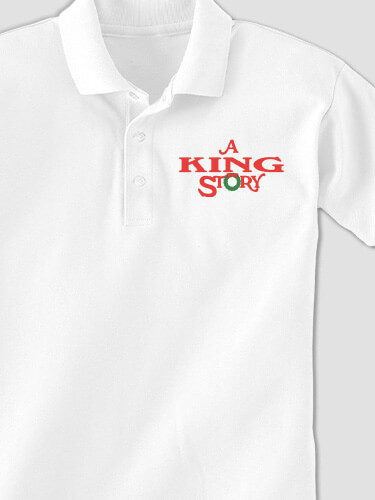 Christmas Story White Embroidered Polo Shirt