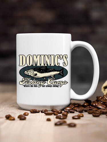 Fishing Camp White Ceramic Coffee Mug (single)