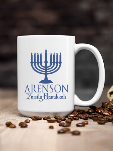 Hanukkah White Ceramic Coffee Mug (single)