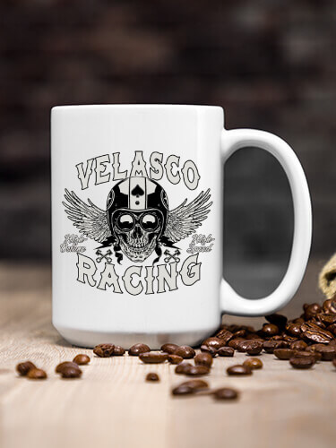 White Racing Skull Personalized ceramic-coffee-mug 