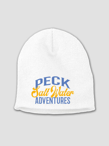 Salt Water Adventures White Embroidered Beanie