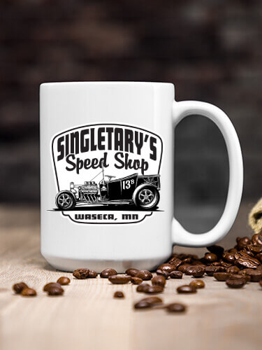 White Speed Shop Personalized ceramic-coffee-mug 