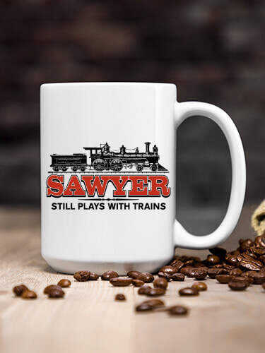 White Still Plays With Trains Personalized ceramic-coffee-mug 