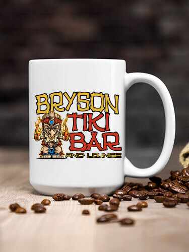 Tiki Bar White Ceramic Coffee Mug (single)
