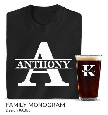 Family Monogram - T-Shirt, Hat & Pint Glass