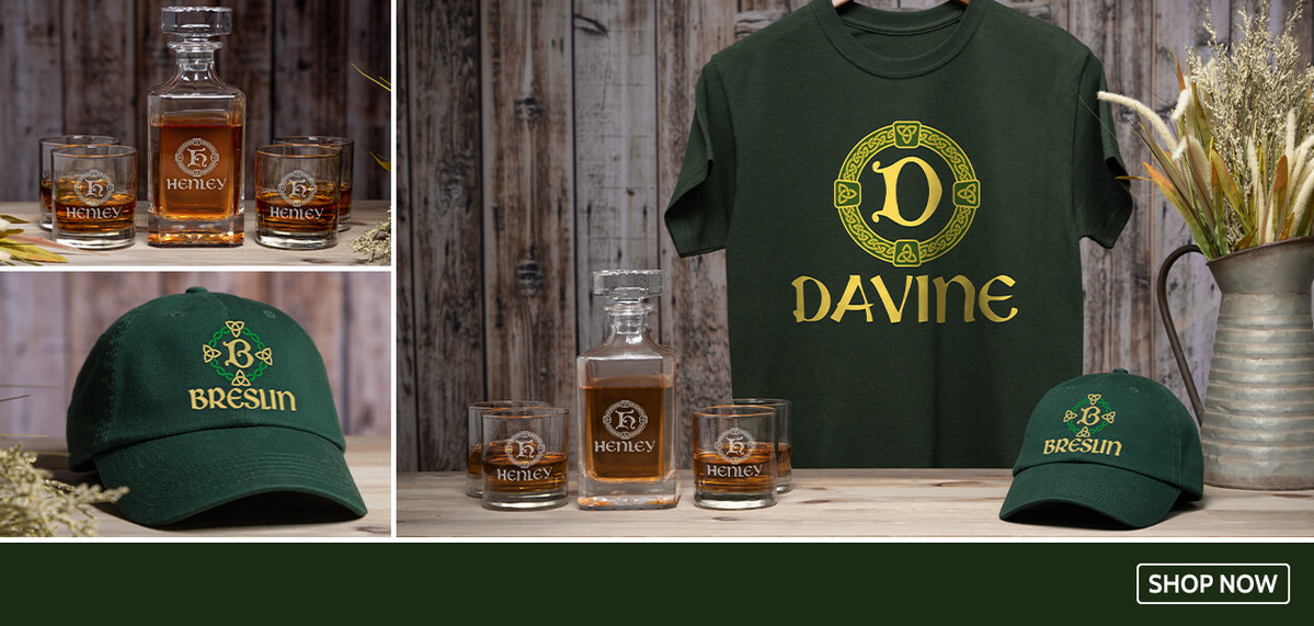 Celtic Wreath Monogram custom T-shirts, hats, barware, and more!