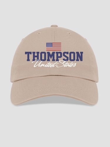 American Flag Khaki Embroidered Hat Personalization Thumbnail
