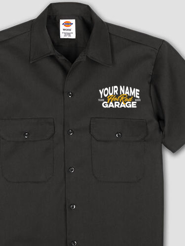 Set the pace for hard work under the hood wearing a custom Hot Rod Garage  mechanic work shirt. You will be ready to hit the road before you know it